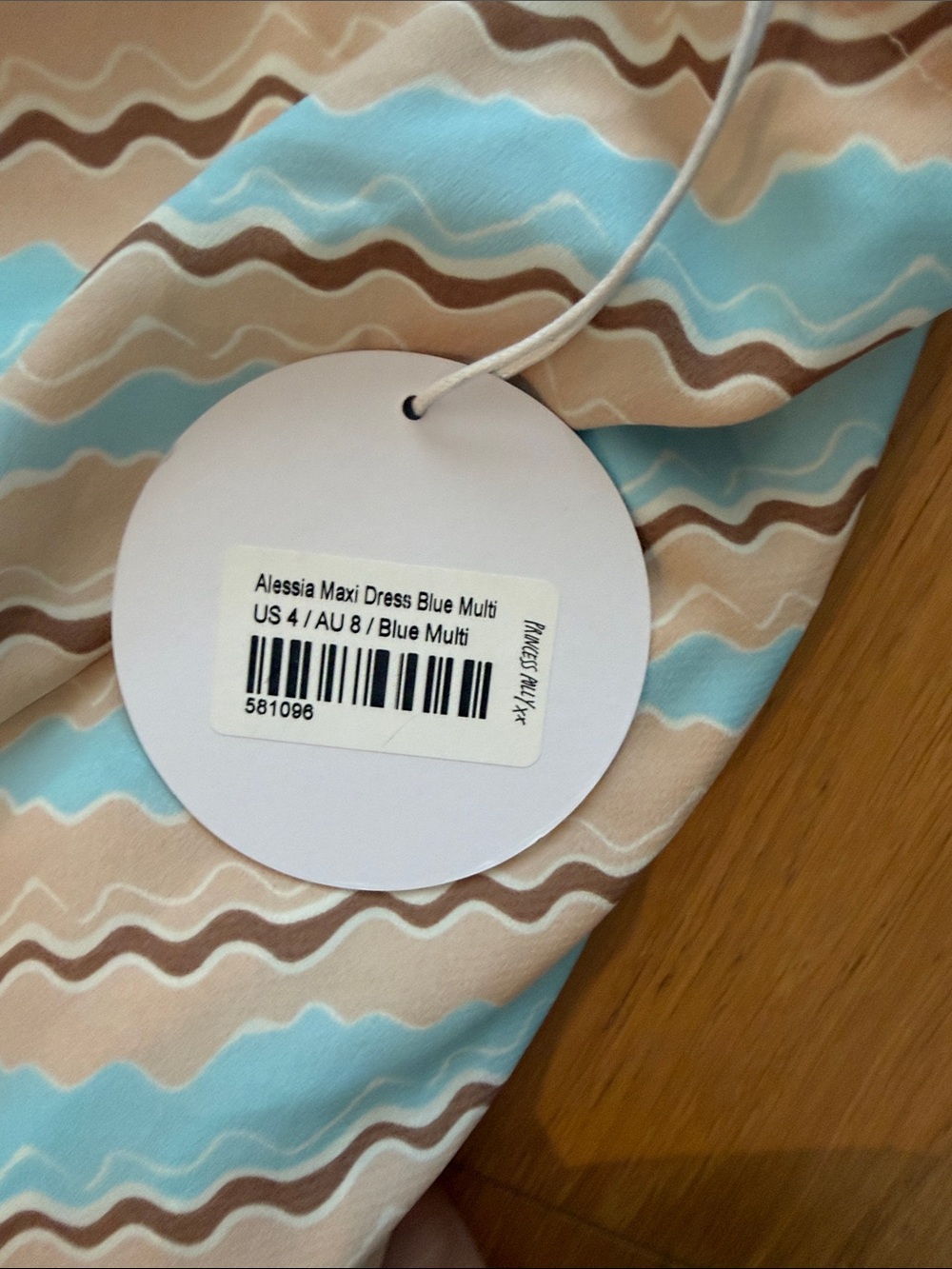 NWT Princess Polly Halter Maxi Dress Blue Brown Wave Print Size 4 - Picture 6 of 6